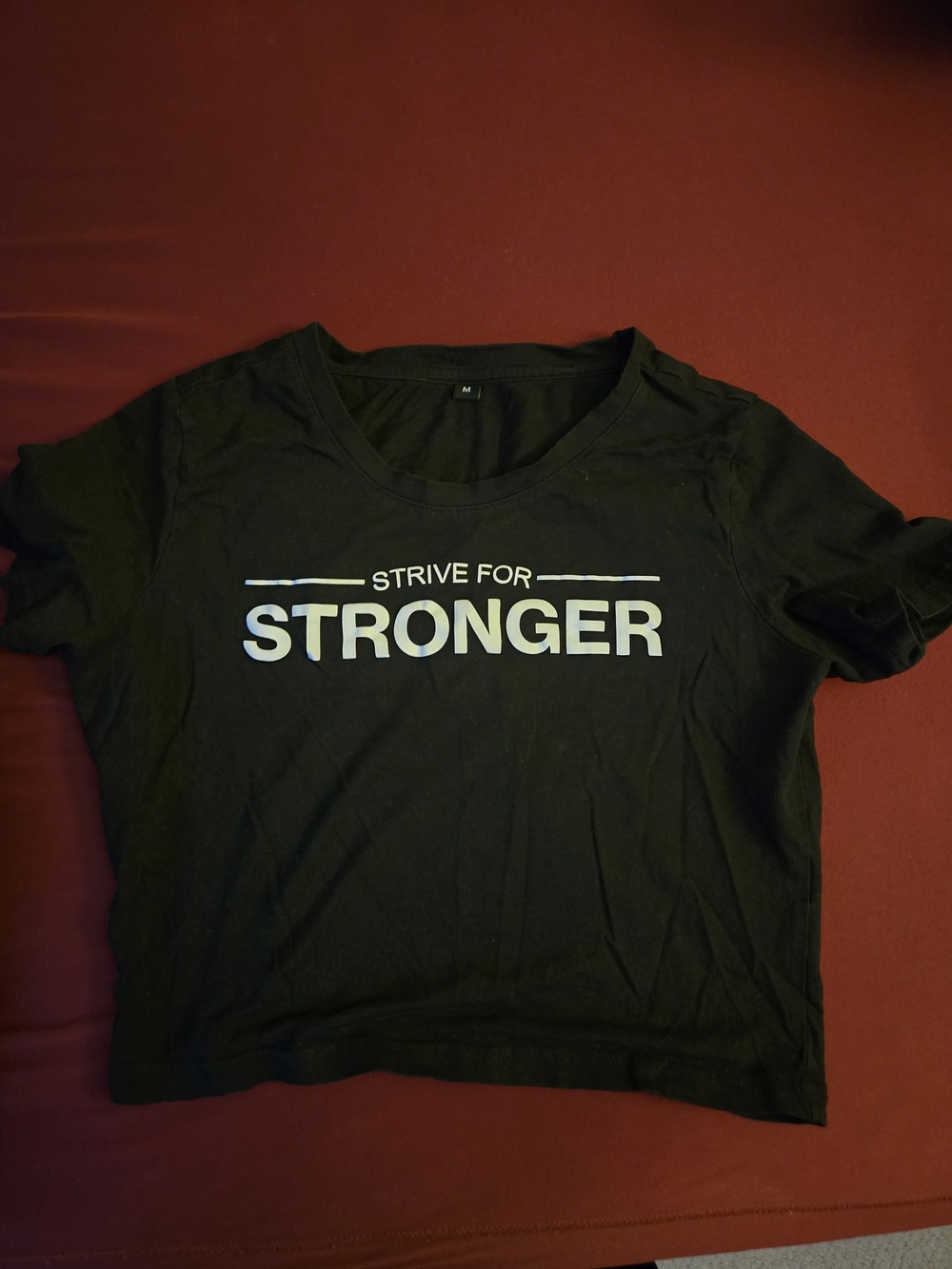 Women’s Black Crop Tee – STRIVE FOR STRONGER